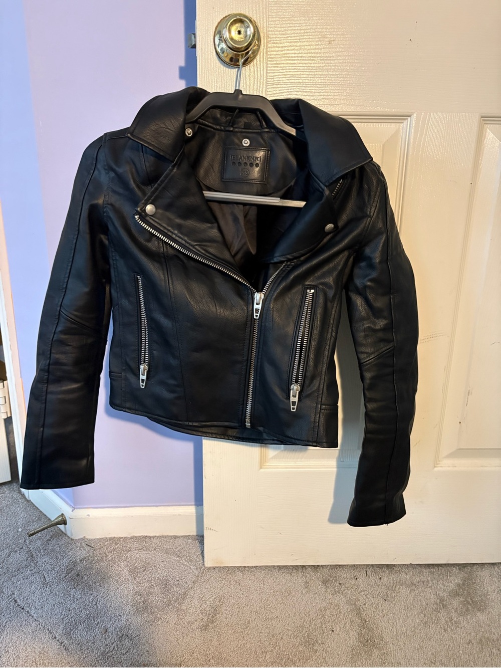 Black Faux Leather Moto Jacket - Blank Brand